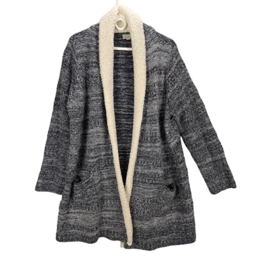 Ann Taylor Loft Sweater Womens Extra Large Cardigan Sherpa Pockets Long Jacket